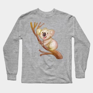 Hand Drawn Cartoon Koala Long Sleeve T-Shirt